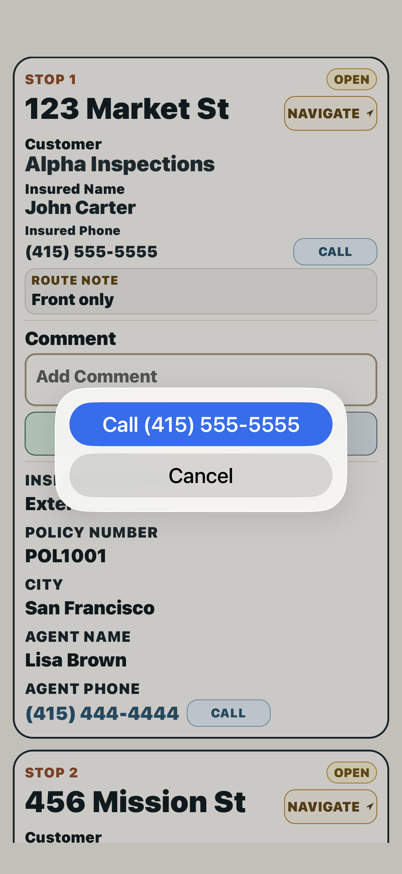 KleshRoute customer call confirmation